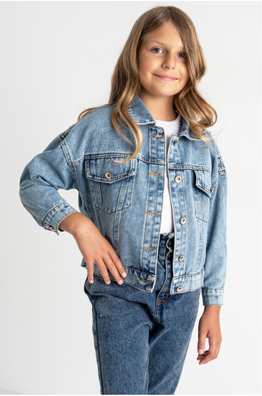 Пиджак детский для девочки джинсовый голубого цвета 0921-6В 176833