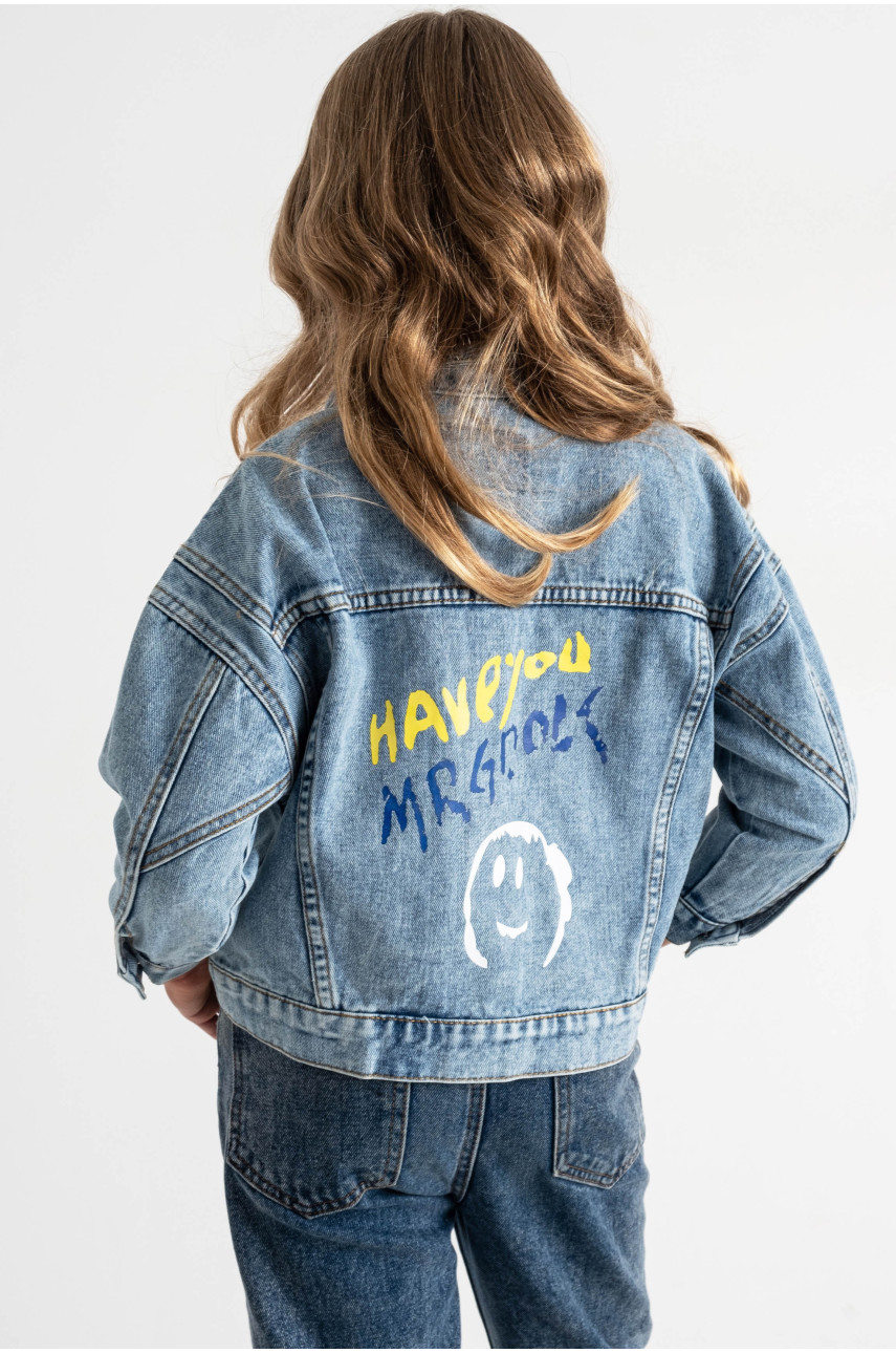 Пиджак детский для девочки джинсовый голубого цвета 0921-6В 176833