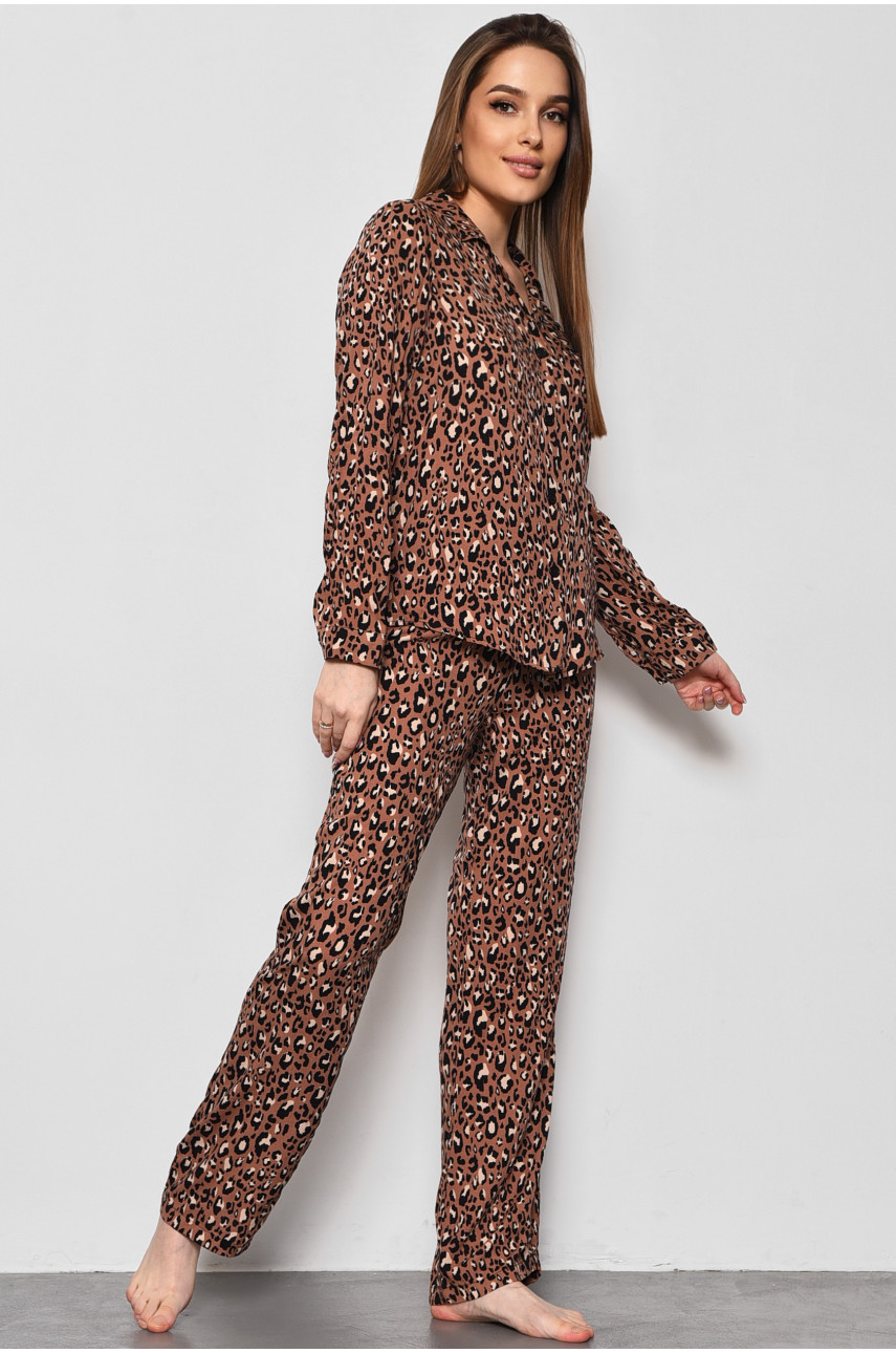 Пижама женская коричневого цвета с принтом 3762 176847