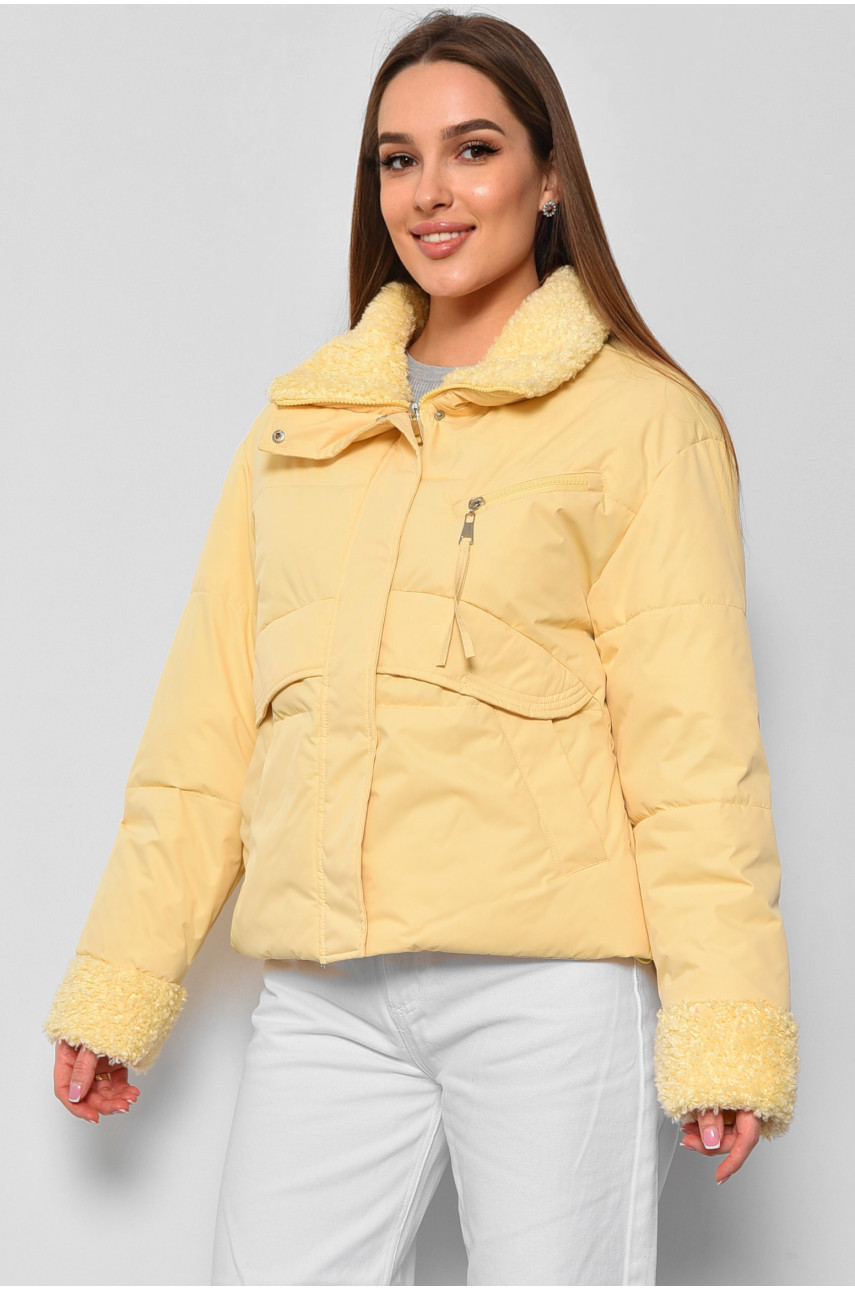 Куртка женская демисезонная желтого цвета 8206 176849