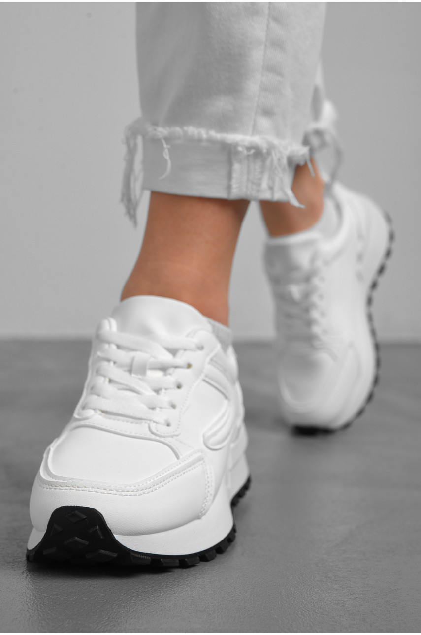 Кросівки жіночі білого кольору на шнурівці 542-138 176876