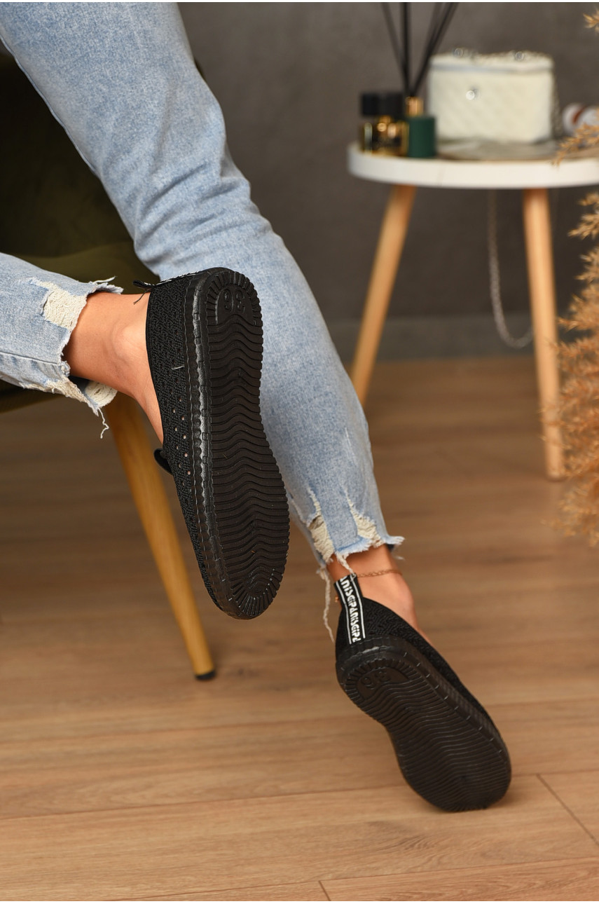 Мокасини жіночі чорного кольору тектиль 526A 176886