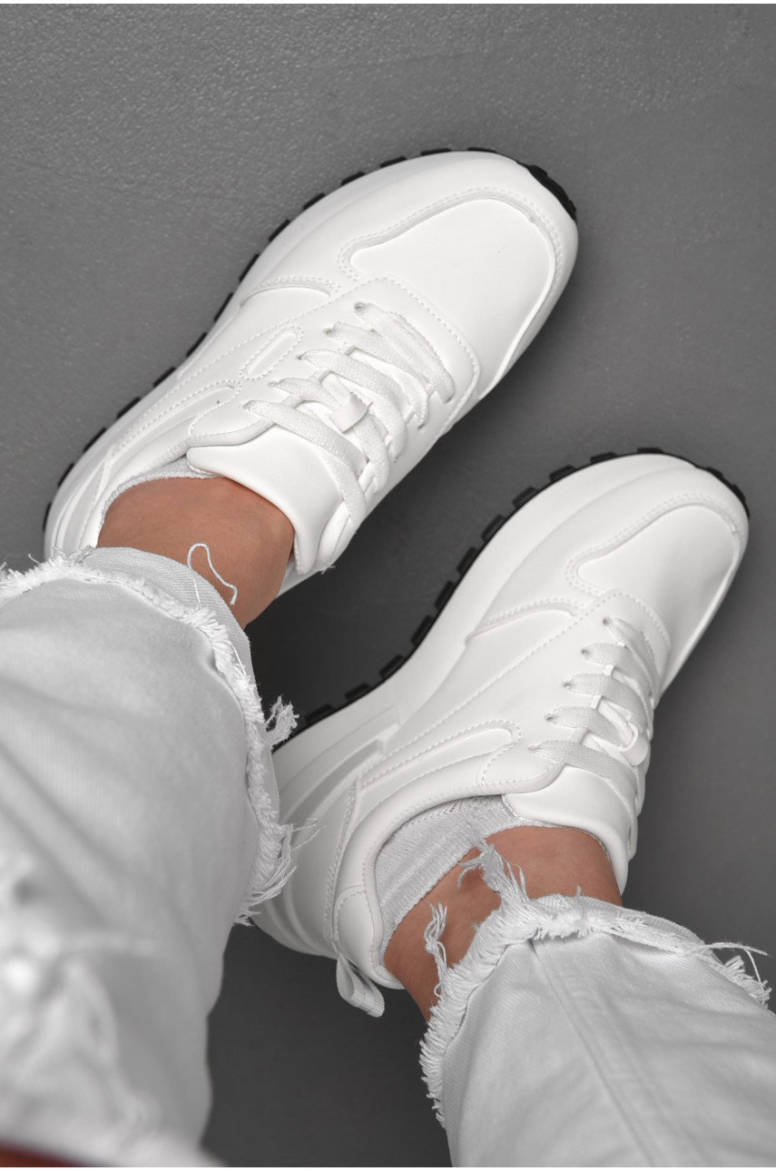 Кросівки жіночі білого кольору на шнурівці 542-106 176889