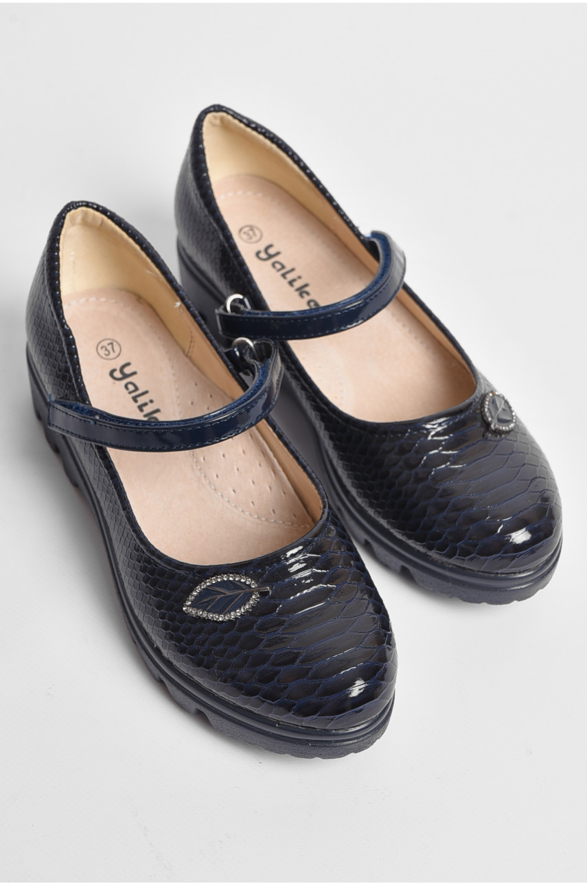 Туфли детские для девочки темно-синего цвета 15+13 176932