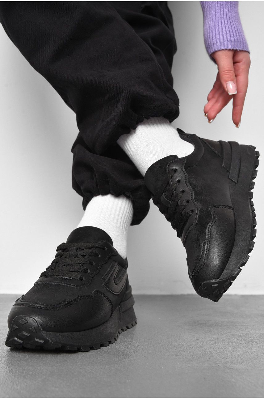 Кросівки жіночі чорного кольору на шнурівці 542-145 176937