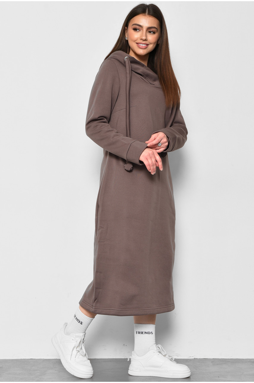 Сукня-худі жіноча напівбатальна на флісі кольору мокко 5238 177089