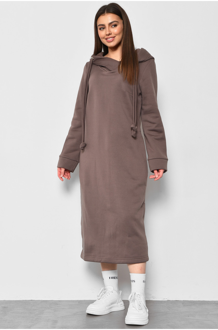 Сукня-худі жіноча напівбатальна на флісі кольору мокко 5238 177089