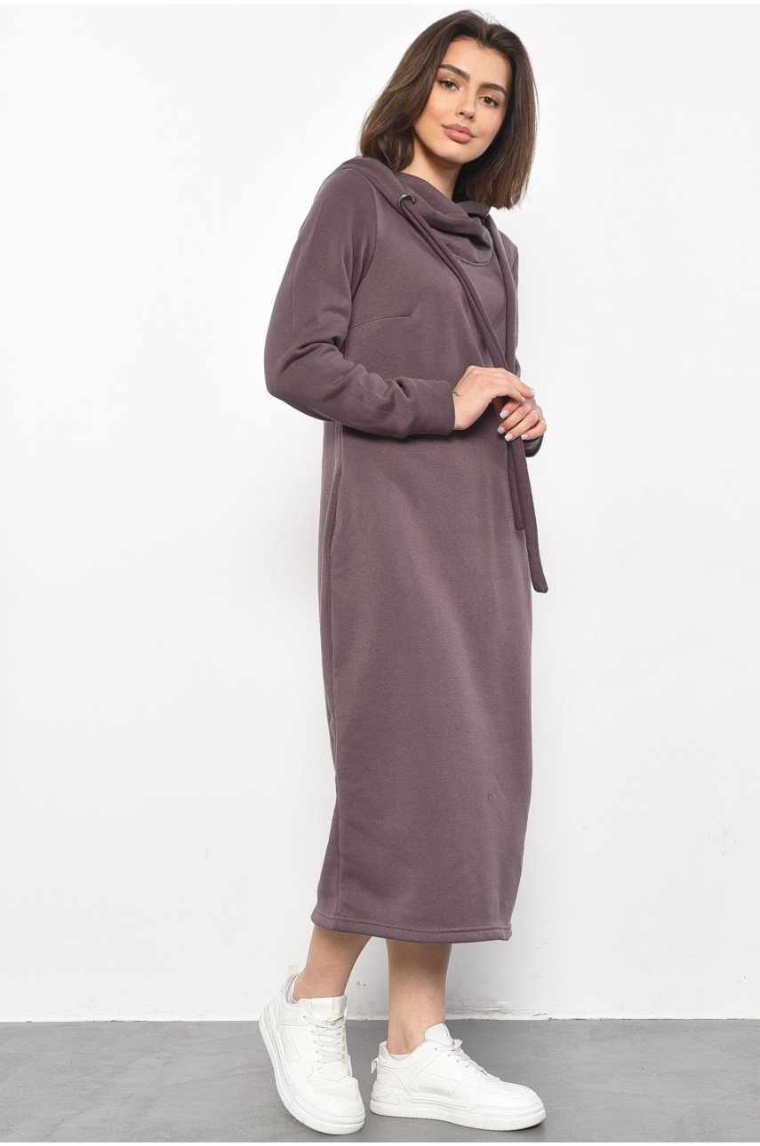 Сукня-худі жіноча напівбатальна на флісі сливового кольору 5238 177090
