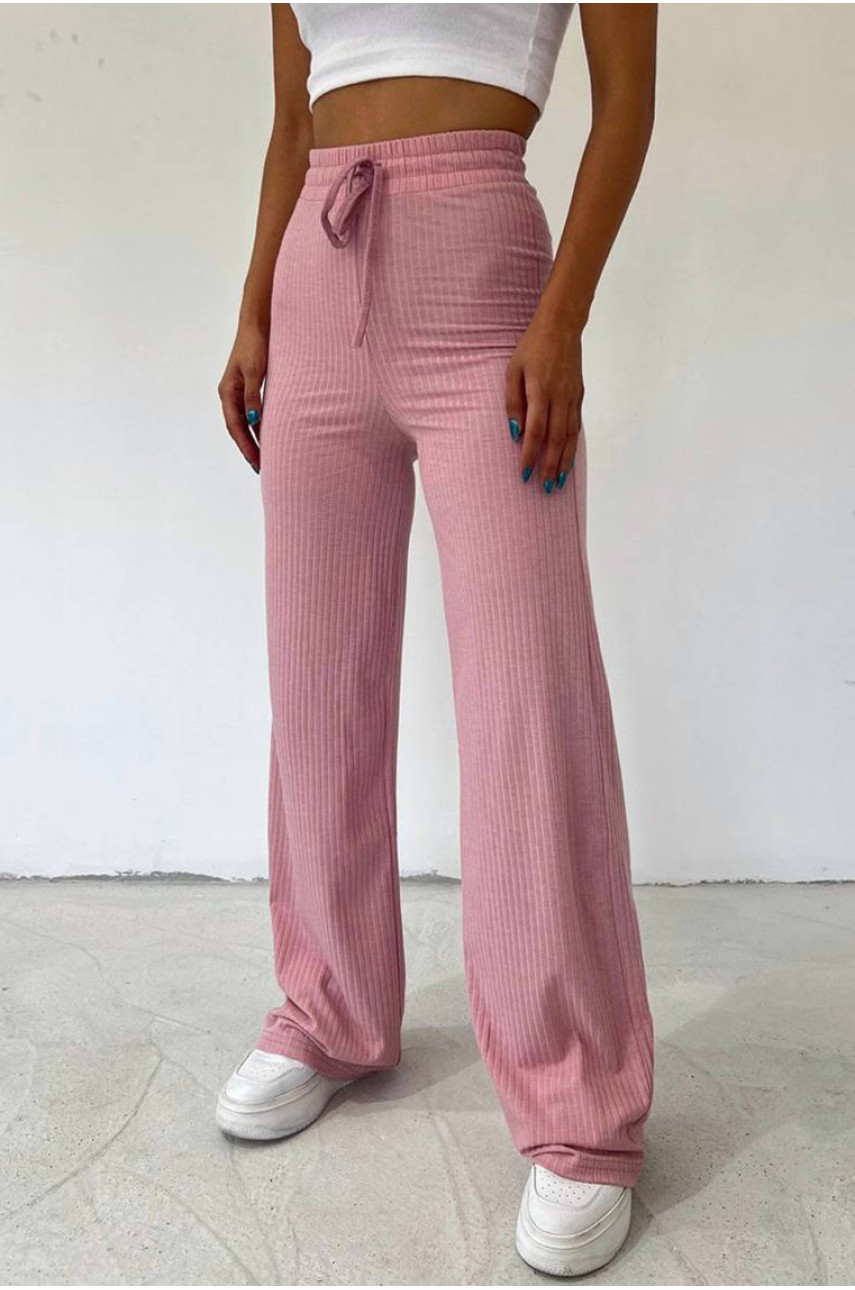 Штани жіночі в рубчик рожевого кольору 1308 177093