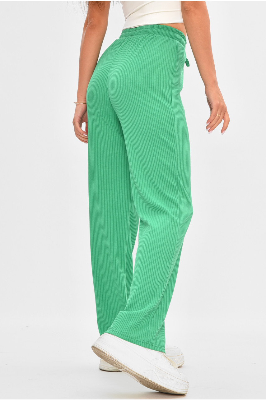 Штаны женские в рубчик зеленого цвета 1308 177109