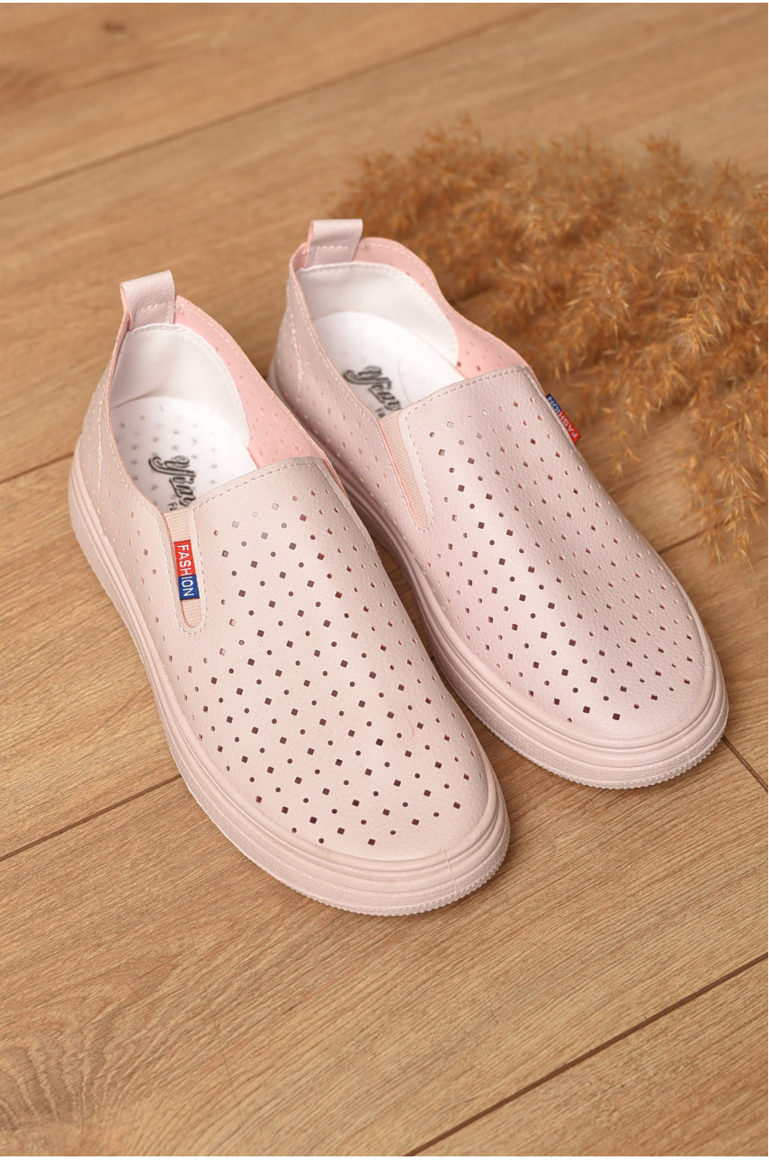 Мокасины женские розового цвета на шнуровке 06-4 177125