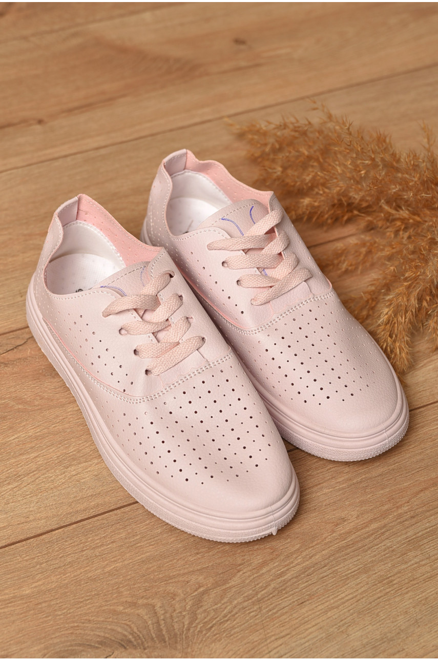 Мокасини жіночі рожевого кольору на шнурівці 03-4 177128