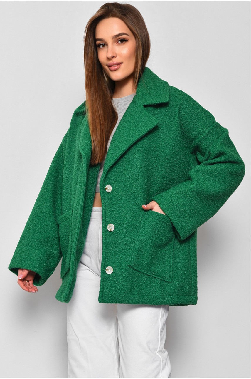 Пальто женское полубатальное укороченное зеленого цвета 2290 177131
