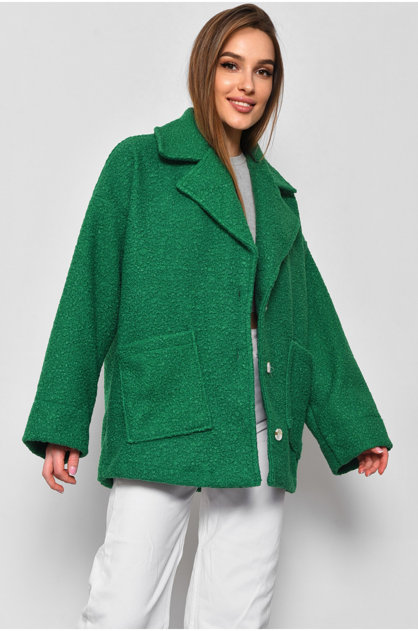 Пальто женское полубатальное укороченное зеленого цвета 2290 177131