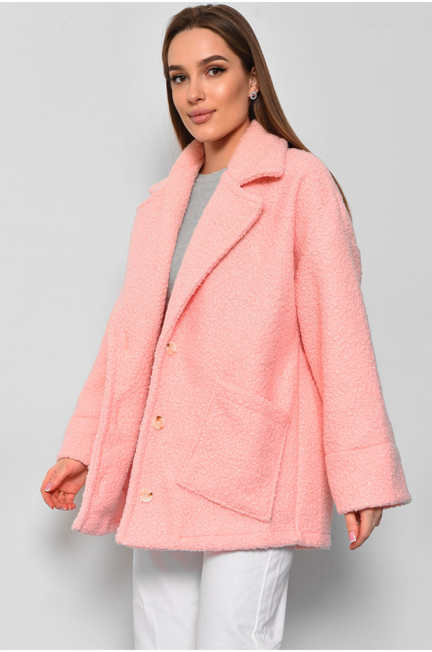 Пальто женское полубатальное укороченное персикового цвета 2290 177132