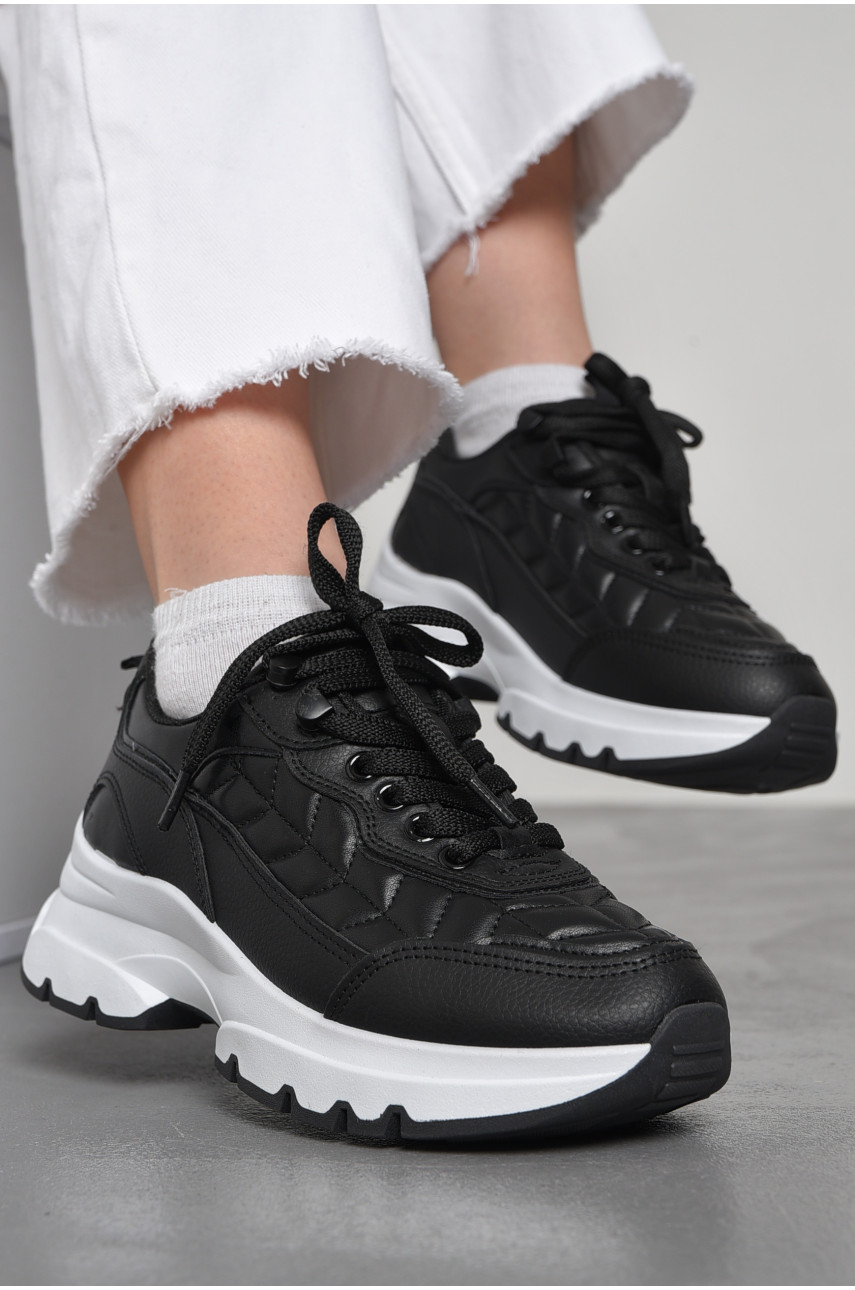 Кросівки жіночі чорного кольору на шнурівці JP11-1 177231