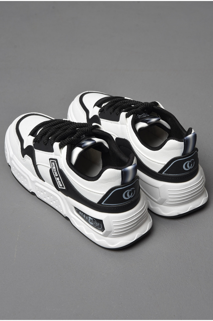 Кросівки чоловічі чорно-білого кольору на шнурівці 18-1 177244