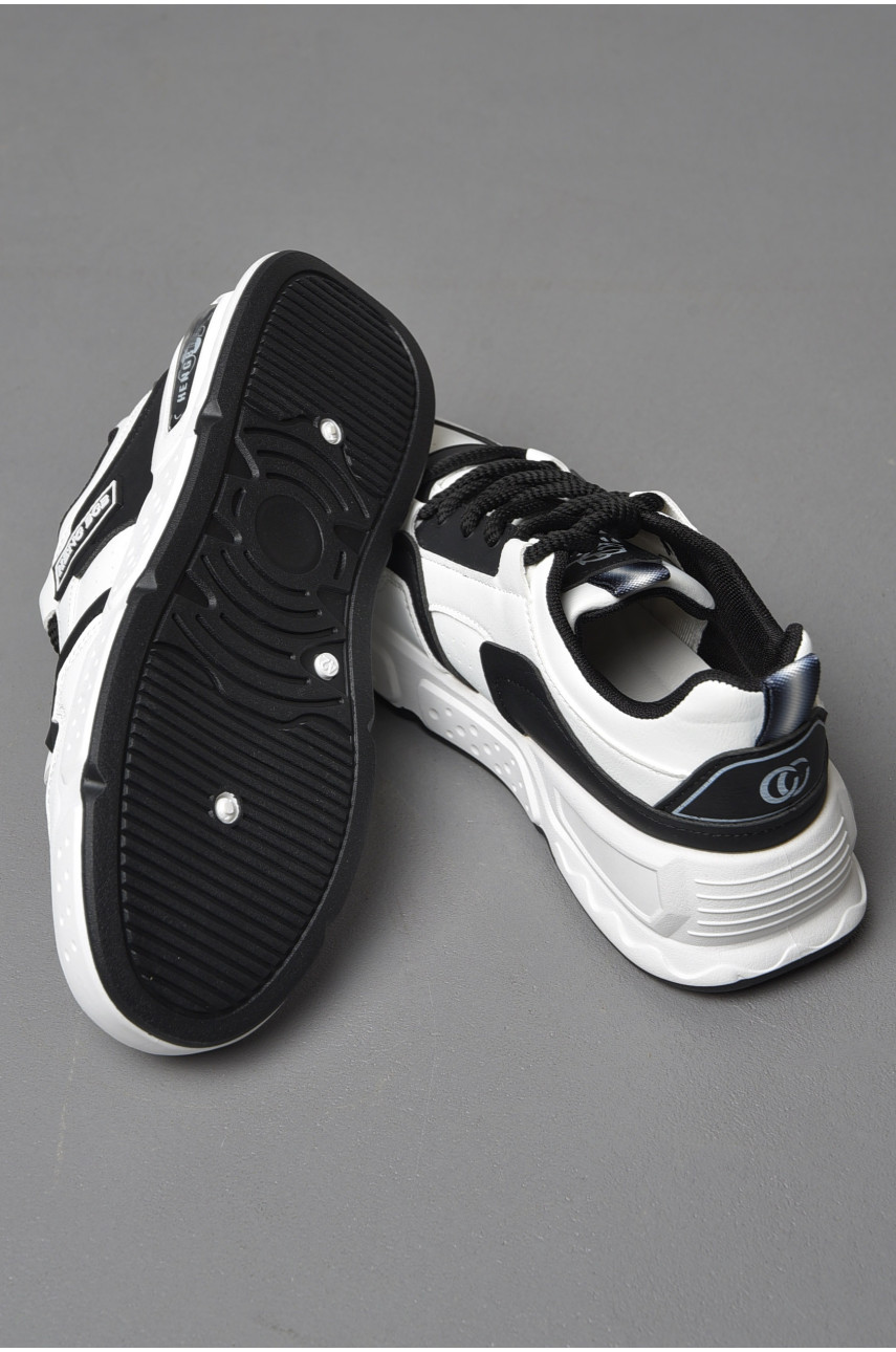 Кросівки чоловічі чорно-білого кольору на шнурівці 18-1 177244