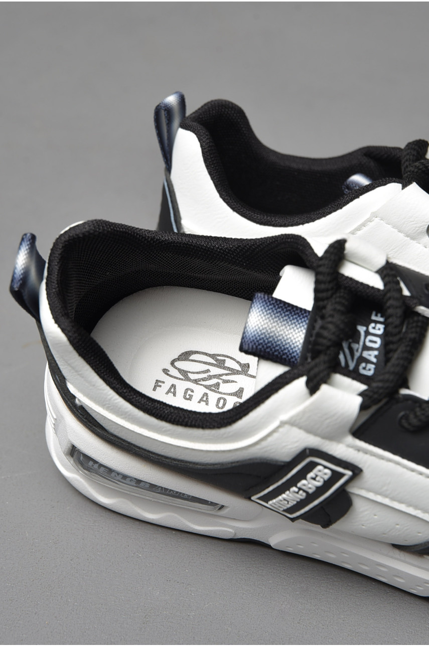 Кросівки чоловічі чорно-білого кольору на шнурівці 18-1 177244