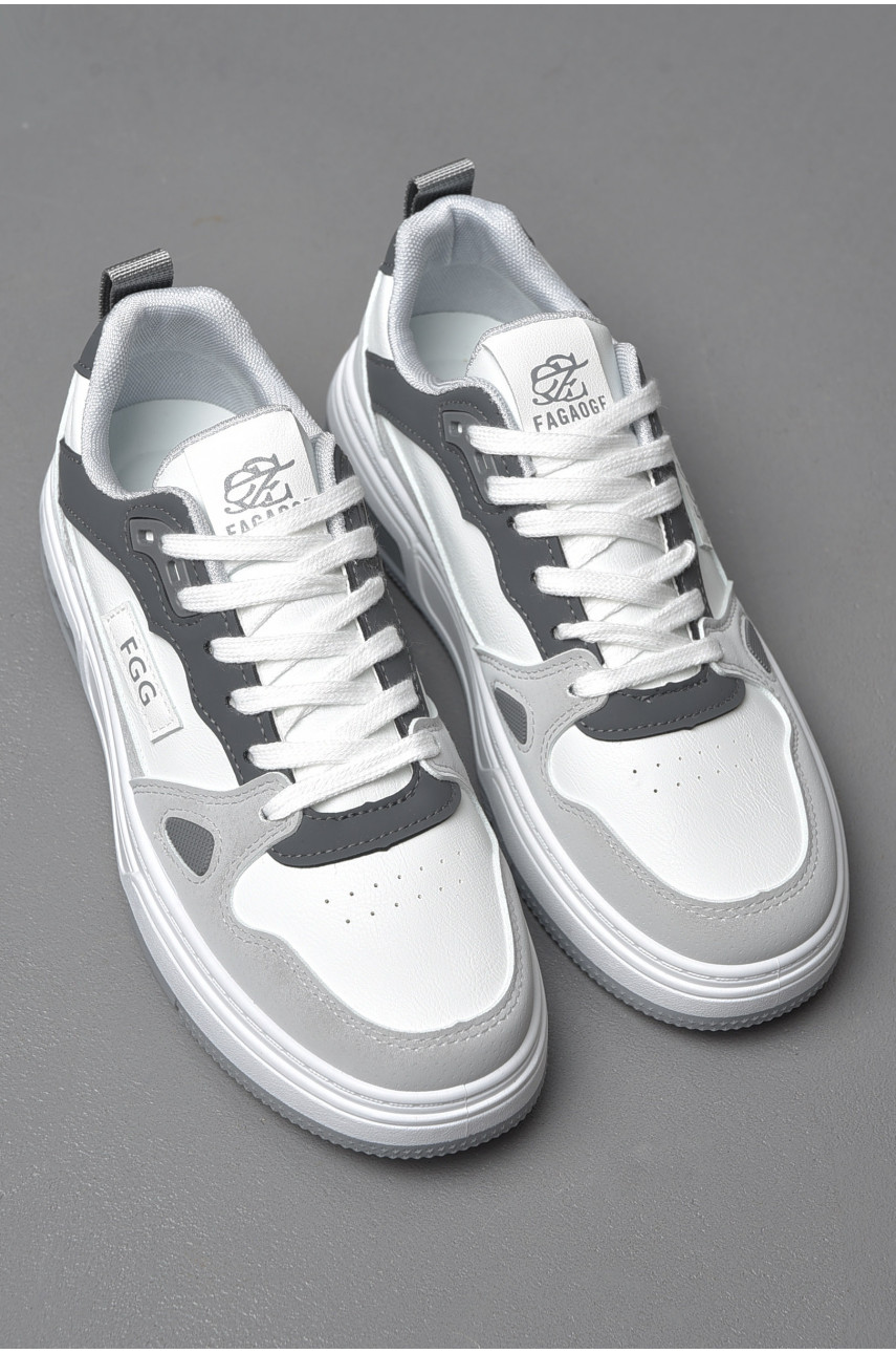 Кросівки чоловічі біло-сірого кольору на шнурівці 37-1 177253