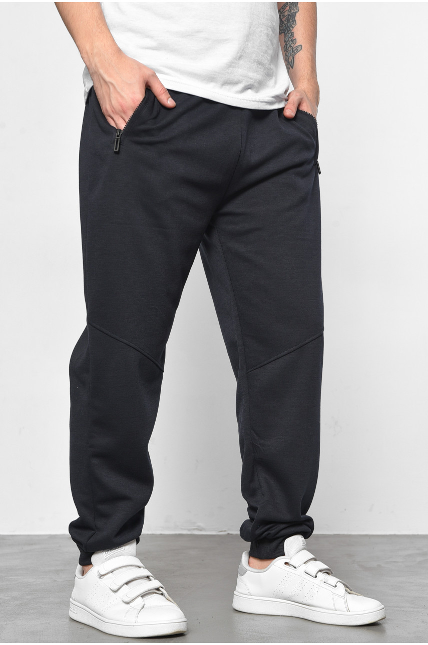 Спортивные штаны мужские полубатальные темно-синего цвета 1403-11 177257