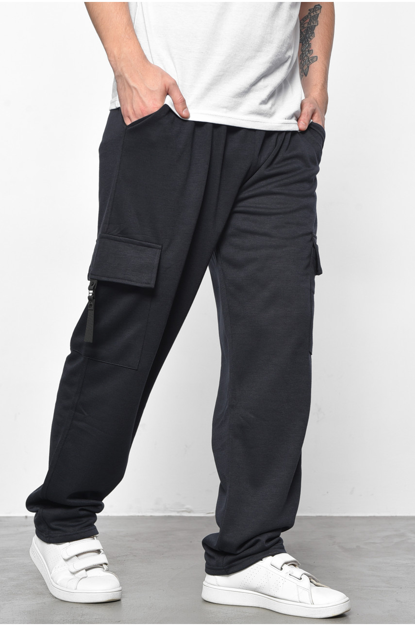 Спортивные штаны мужские полубатальные темно-синего цвета 1404-16 177258