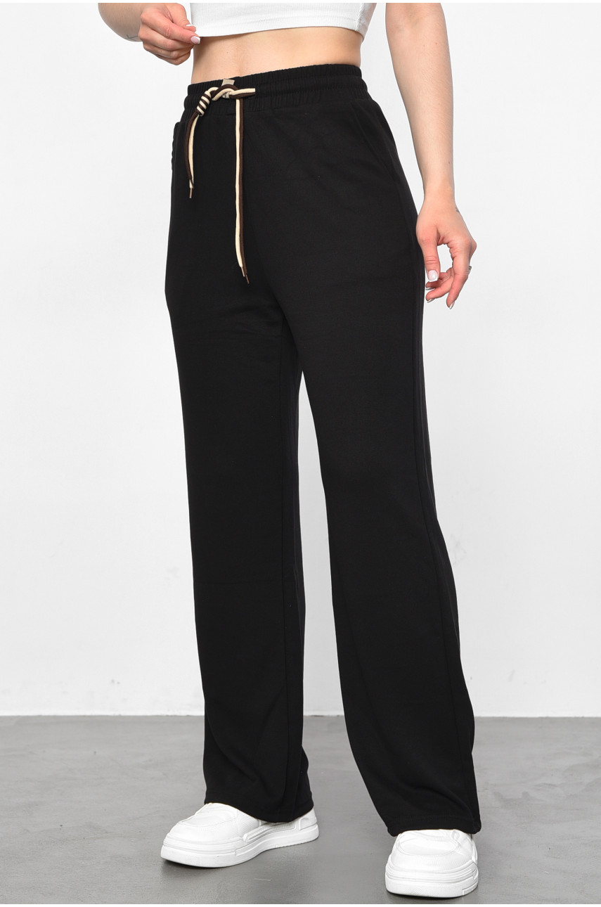 Штани жіночі напівбатальні розкльошені чорного кольору 9755-3 177346