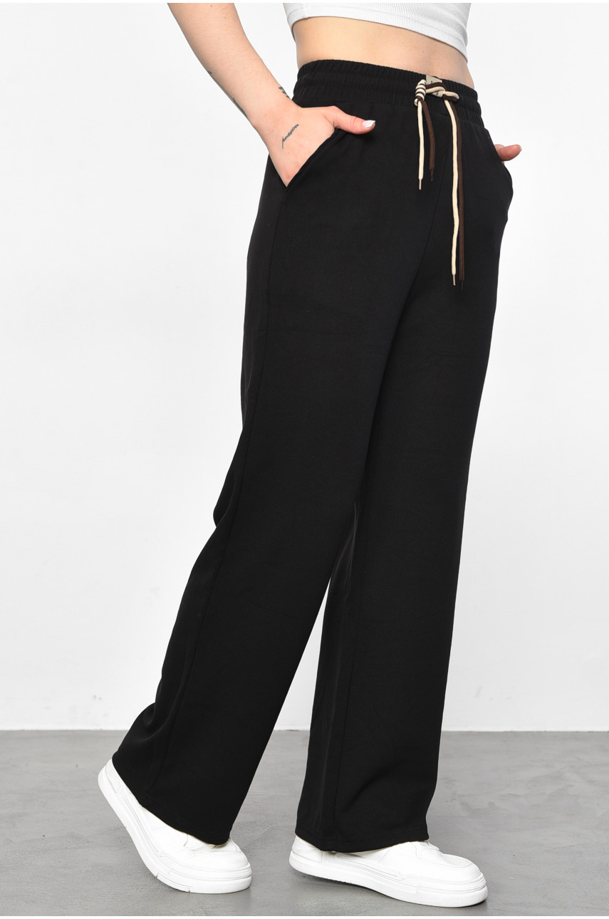 Штани жіночі напівбатальні розкльошені чорного кольору 9755-3 177346