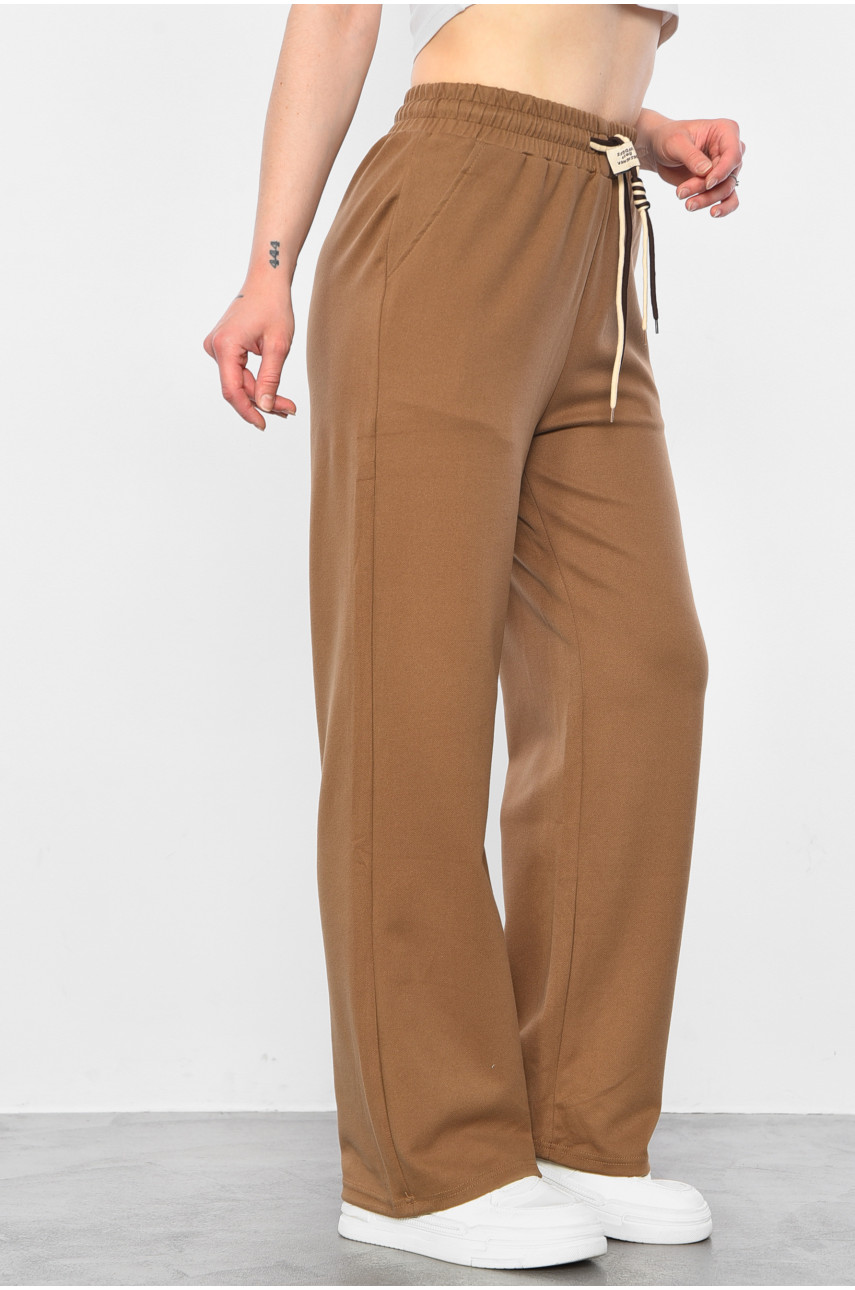 Штани жіночі напівбатальні розкльошені коричневого кольору 9755-3 177348