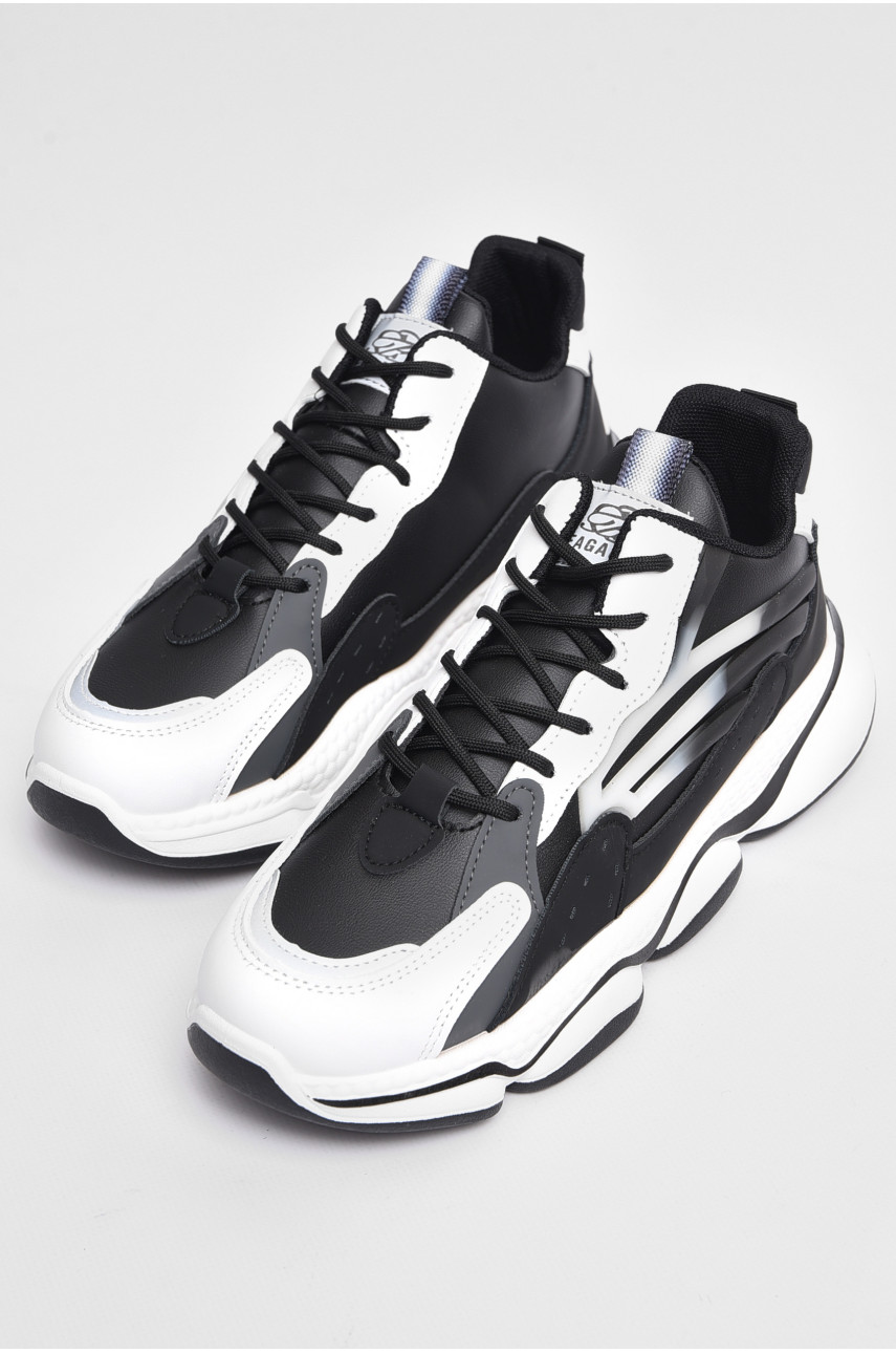 Кросівки чоловічі чорно-білого кольору на шнурівці 52-1 177369
