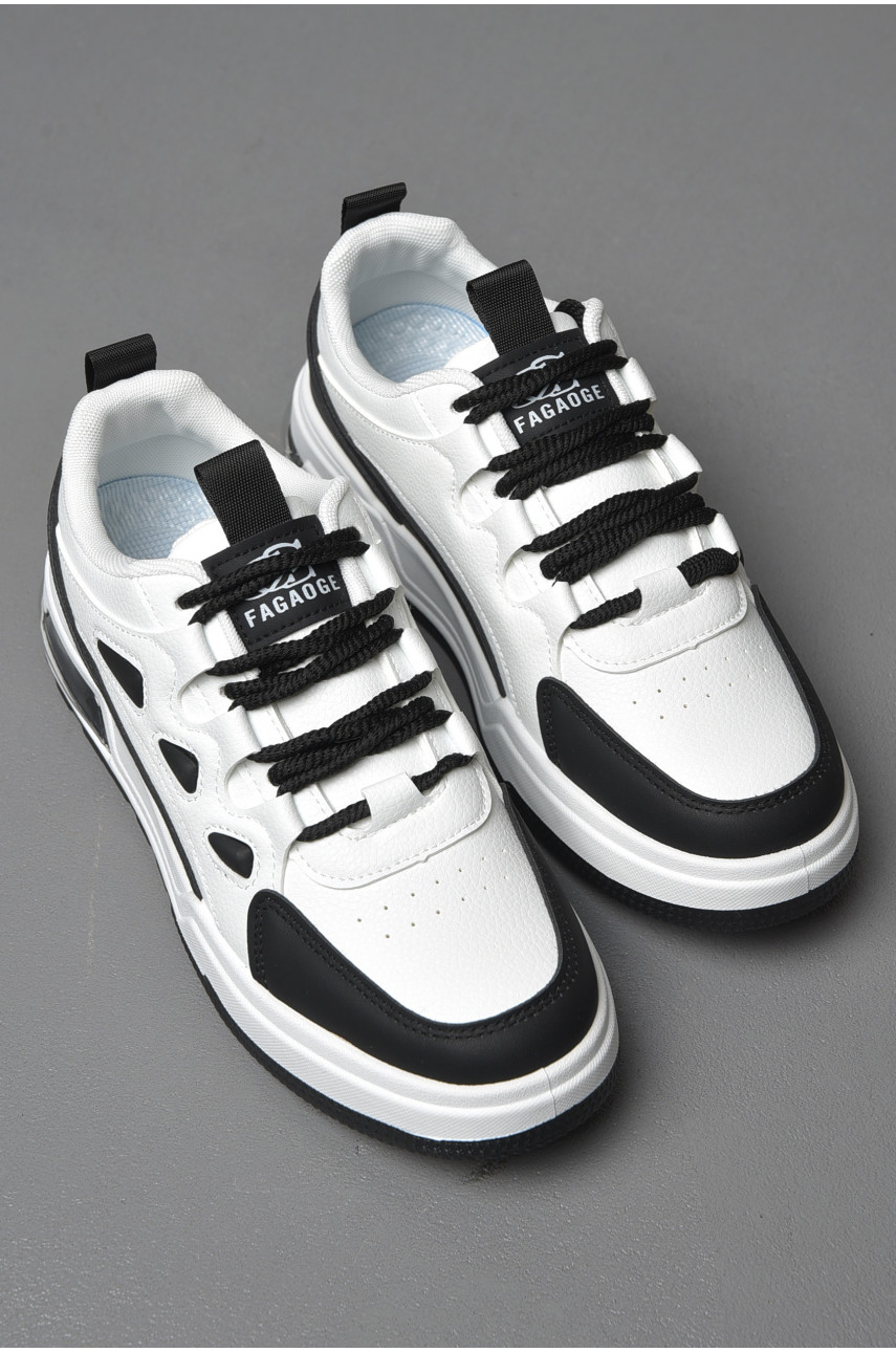 Кросівки чоловічі чорно-білого кольору на шнурівці 106-1 177370