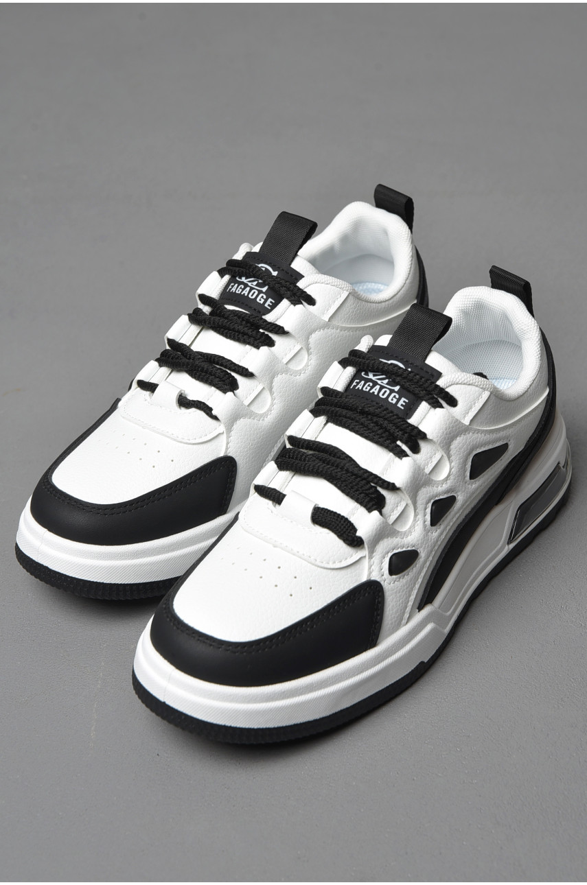 Кросівки чоловічі чорно-білого кольору на шнурівці 106-1 177370