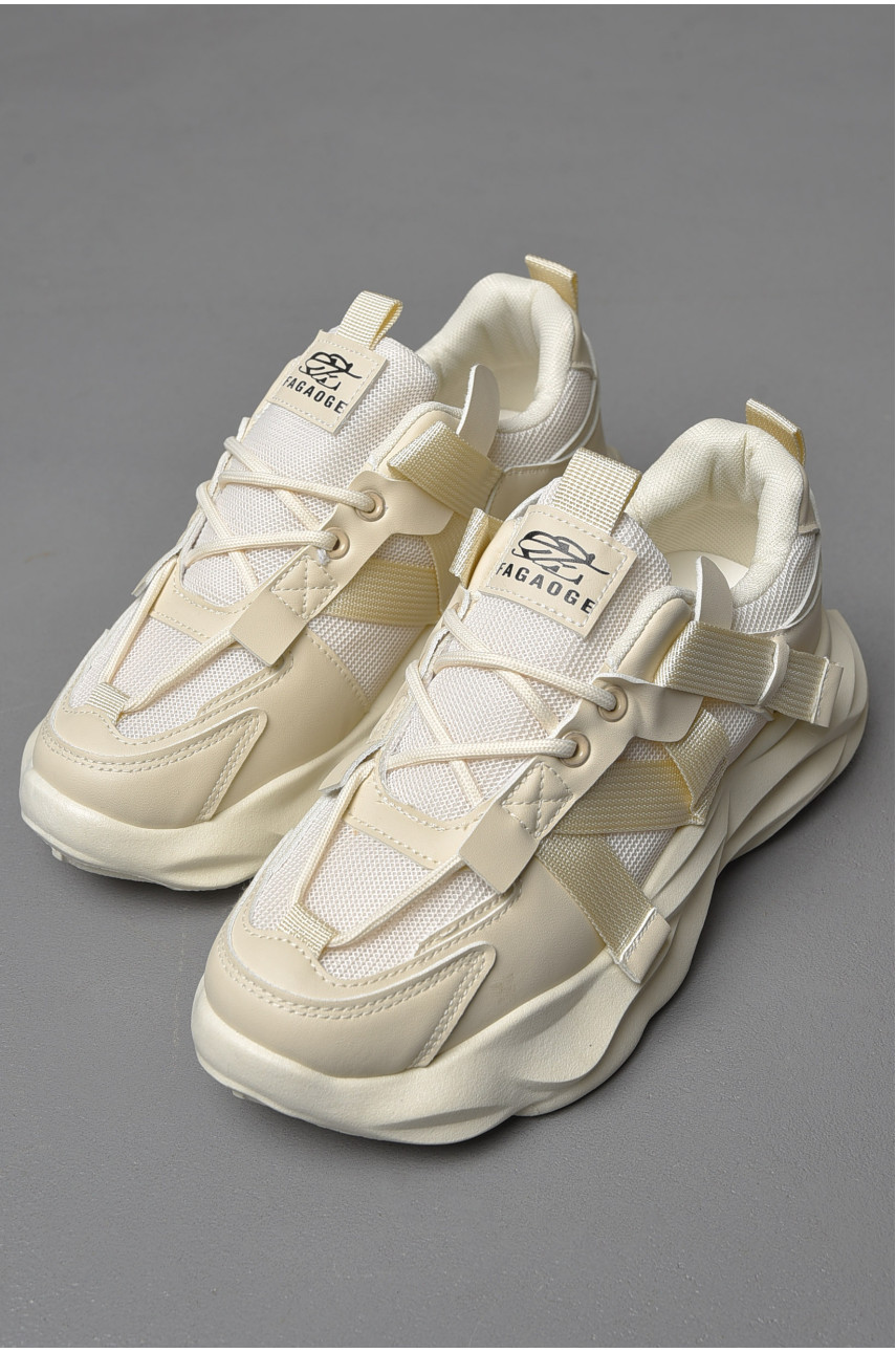 Кросівки чоловічі бежевого кольору на шнурівці 06-2 177391