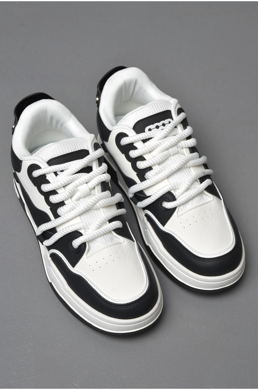 Кросівки чоловічі чорно-білого кольору на шнурівці 70-6 177393