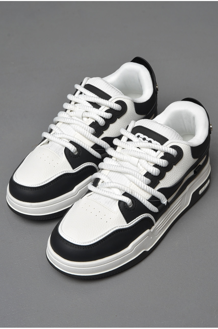 Кросівки чоловічі чорно-білого кольору на шнурівці 70-6 177393
