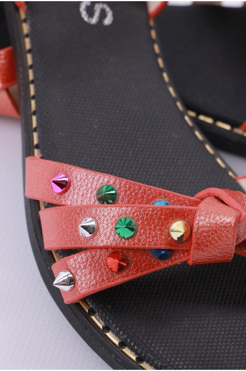 Босоножки женские красного цвета 177457