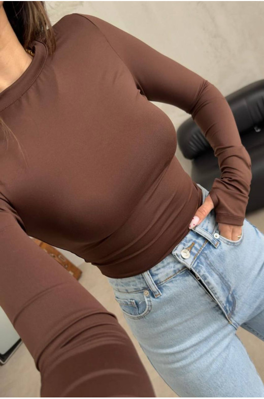 Батник женский темно-коричневого цвета 1295 177637