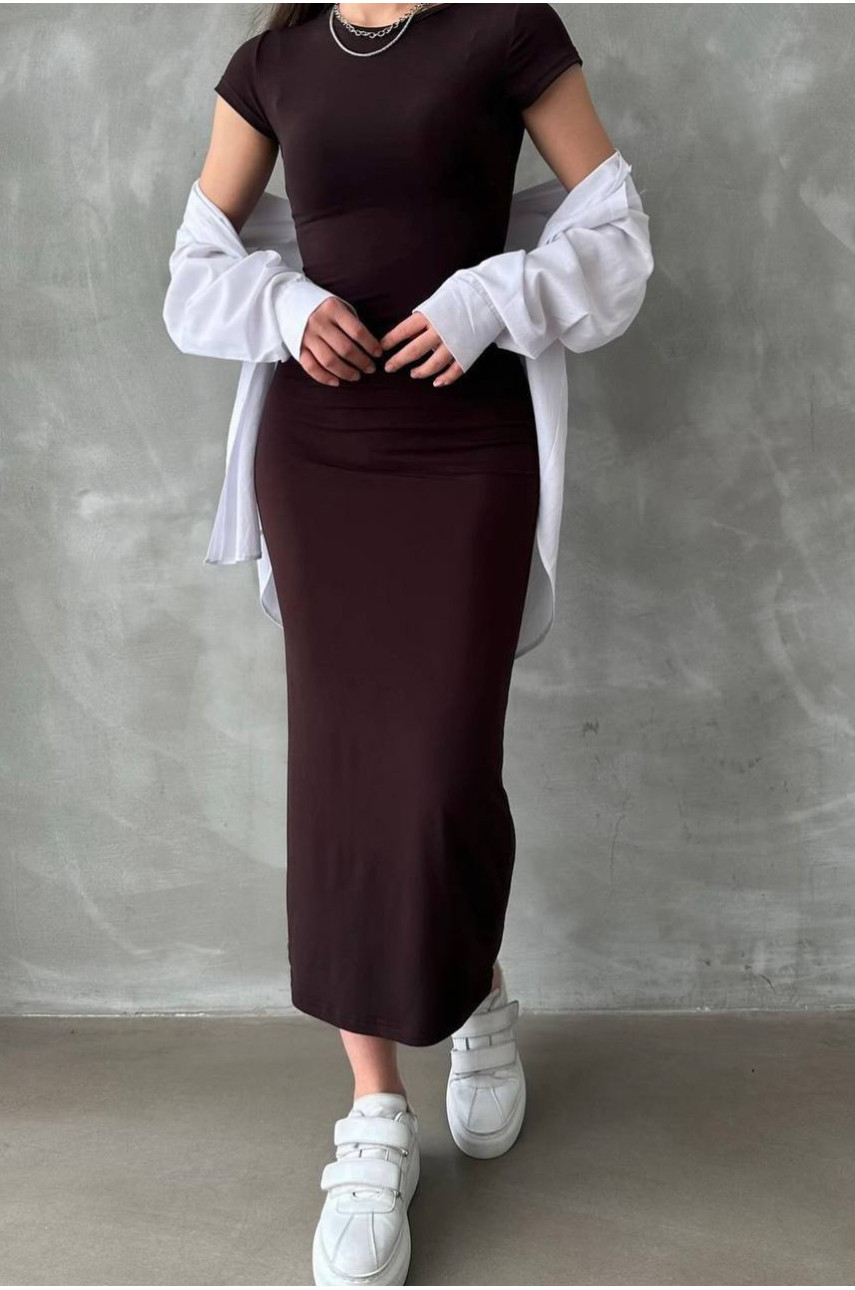 Сукня жіноча темно-коричнивого кольору 1321/1301 177769