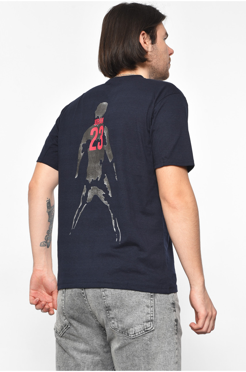 Футболка мужская полубатальная темно-синего цвета 178022 Футболка мужская полубатальная темно-синего цвета 178022