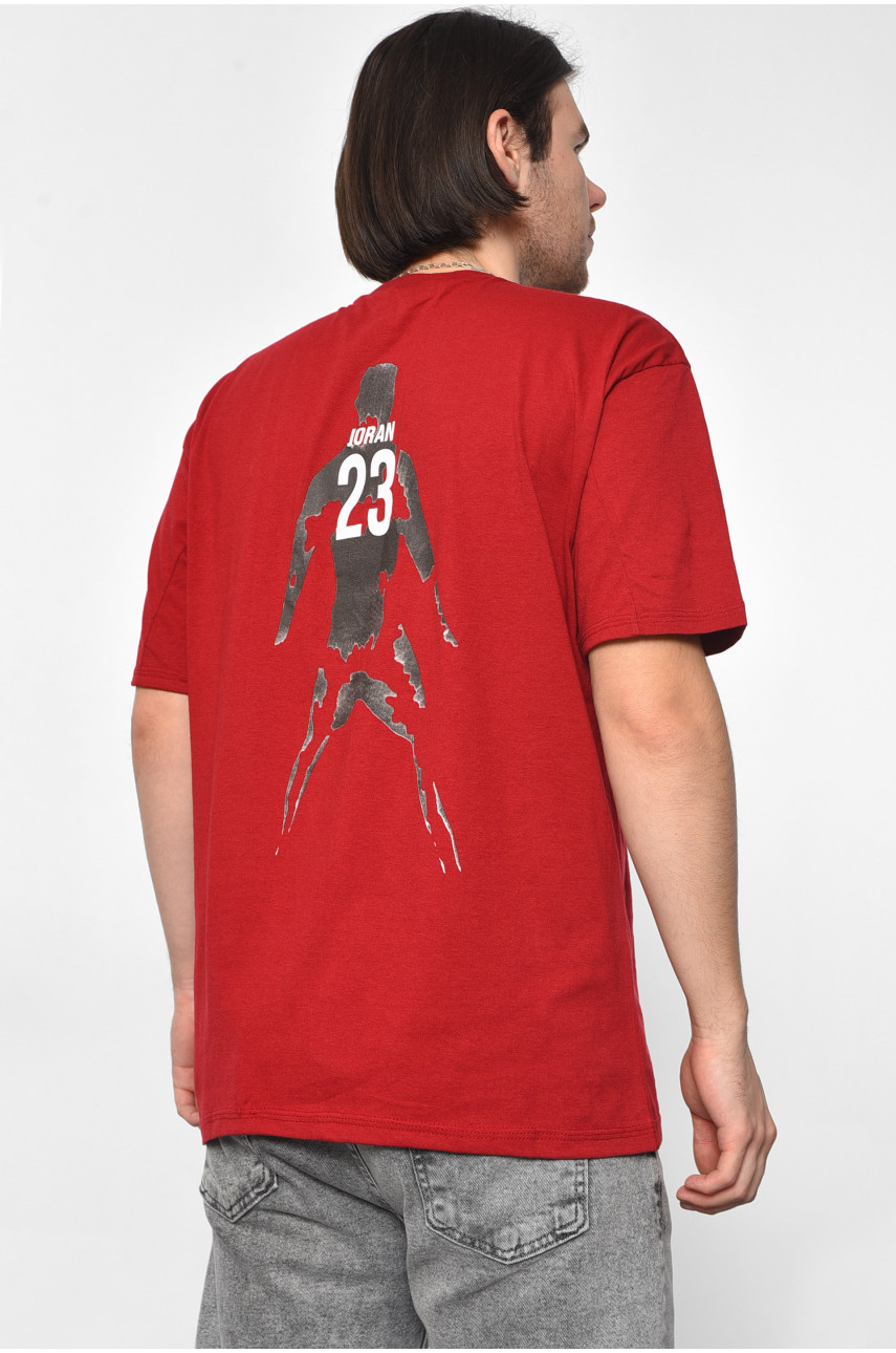 Футболка мужская полубатальная бордового цвета 178023