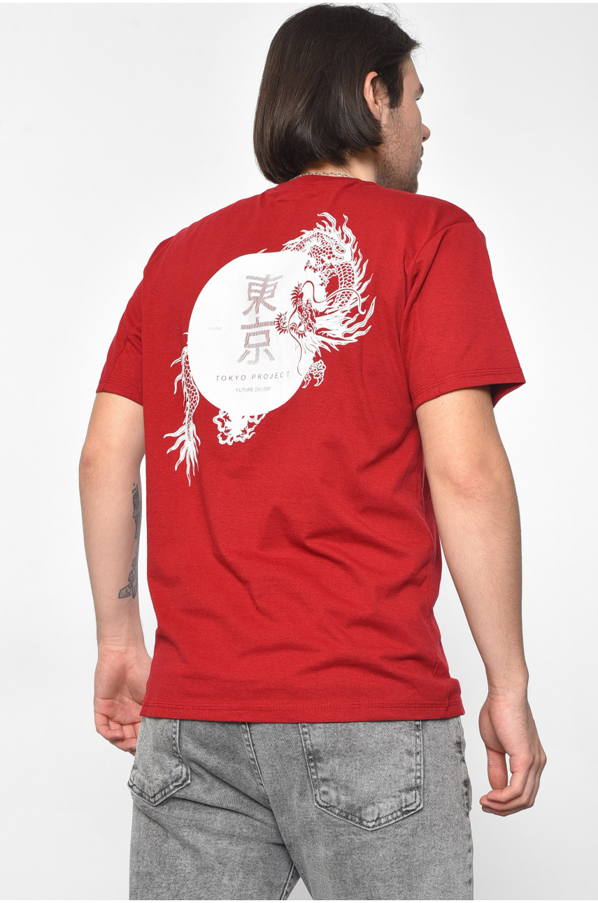 Футболка чоловіча напівбатальна бордового кольору 178024 Футболка чоловіча напівбатальна бордового кольору 178024