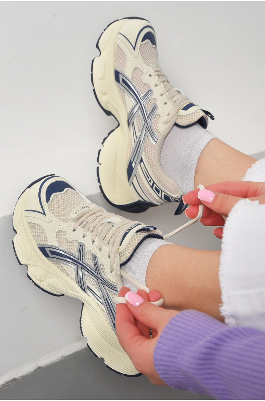 Кросівки жіночі молочного кольору на шнурівці 802-5 178091