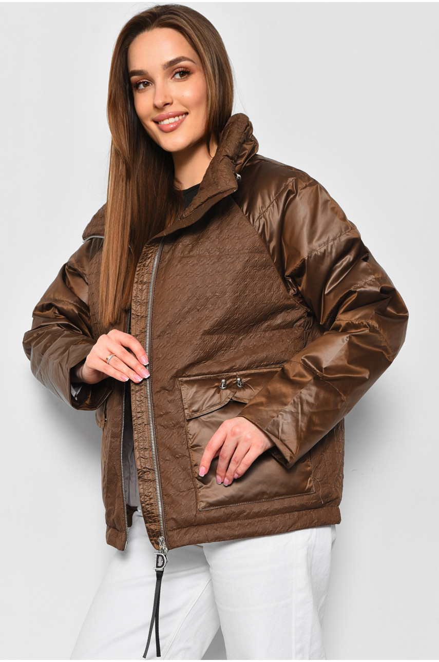 Куртка женская демисезонная коричневого цвета 918-а01 178111