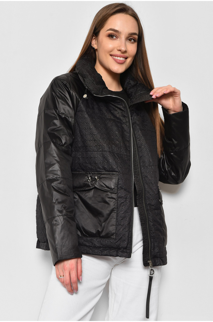Куртка жіноча демісезонна чорного кольору 918-а01 178112