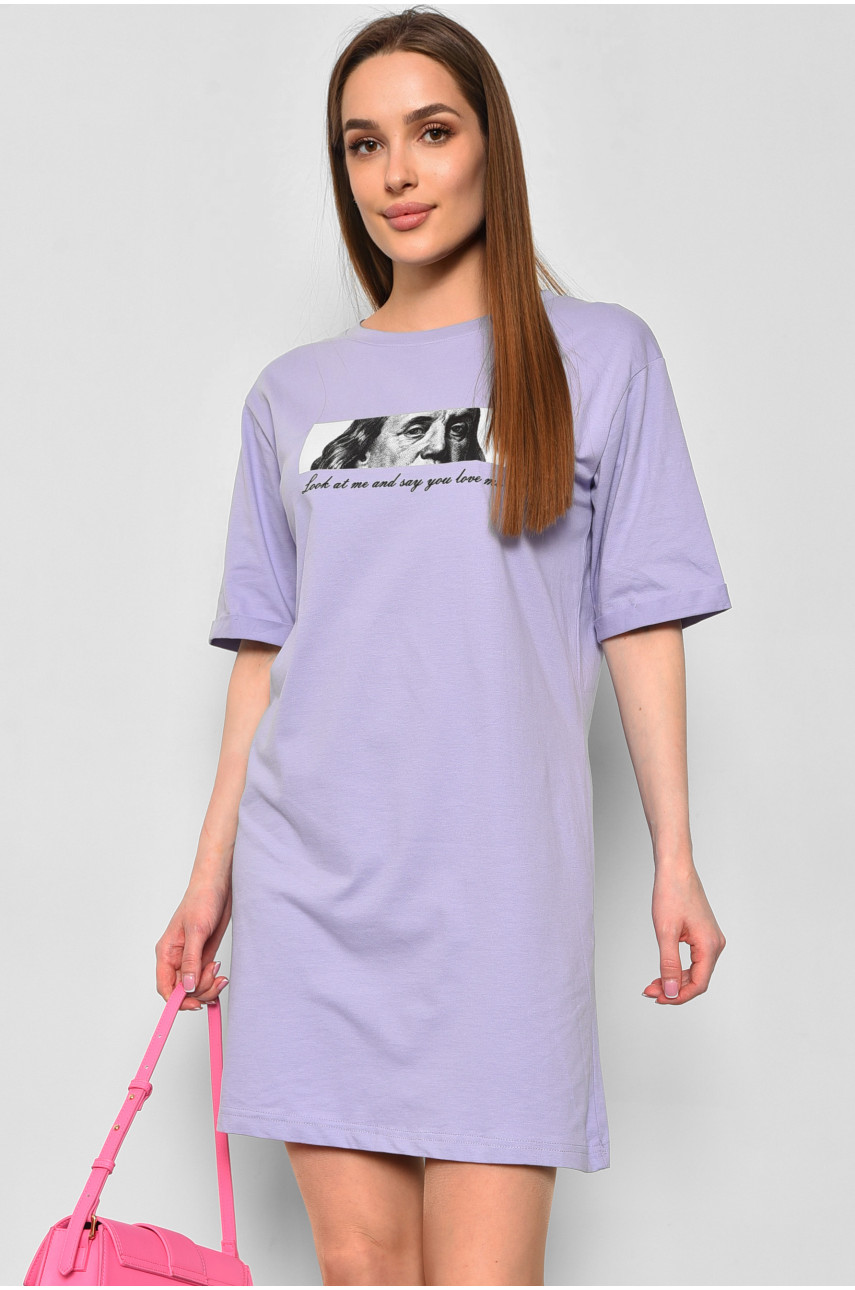 Жіноча туніка з тканини лакоста фіолетового кольору. 178189