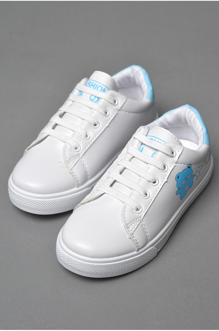 Кросівки дитячі білого кольору на шнурівці 88-60-3 178225