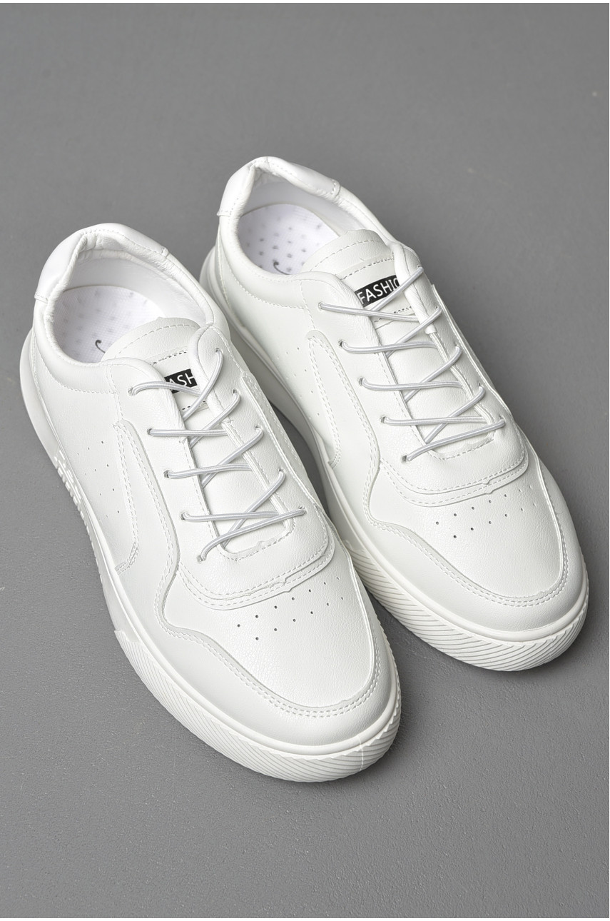 Кросівки чоловічі білого кольору на шнурівці 77-101-1 178226