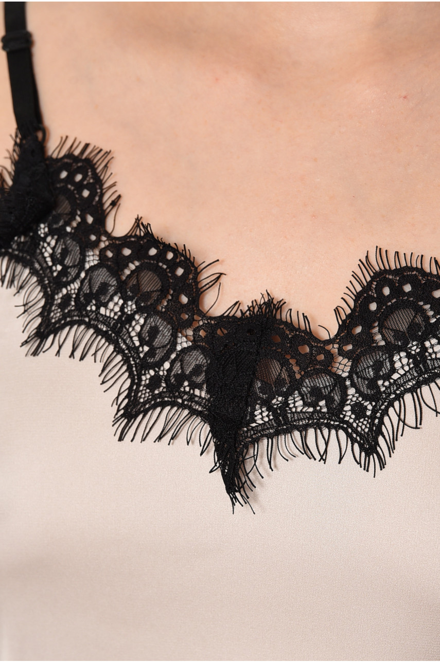 Майка жіноча з мереживом бежевого кольору 903 178236 Майка жіноча з мереживом бежевого кольору 903 178236