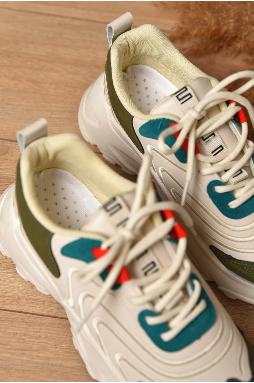 Кросівки жіночі бiлого кольору з зеленими вставками АК09-3 178248