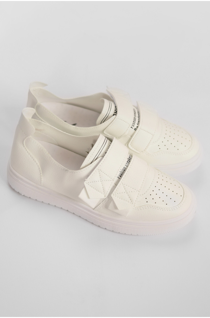 Кросівки жіночі білого кольору на ліпучці 77-93-1 178262
